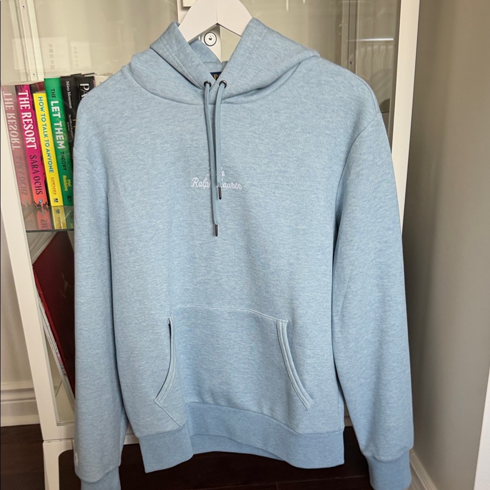 Ralph Lauren Sky Blue Pullover Hoodie with Embroidered Logo